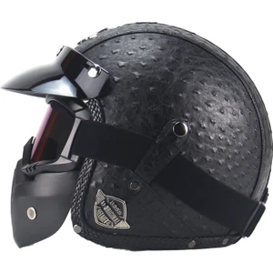 Retro Harley Kask Deri Kişilik Kask Elektrikli Yarım Kask Kask (Yurt Dışından)