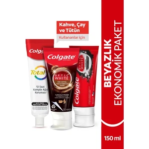 Optic White Diş Macunu 50ml X2adet+Total Profesyonel Aktif Kömür Diş Macunu 50m