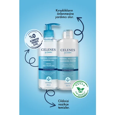 Celenes Termal Yüz Temizleme Seti Ikisi Bir Arada Yağlı ve Karma Ciltler 250 ml + 250