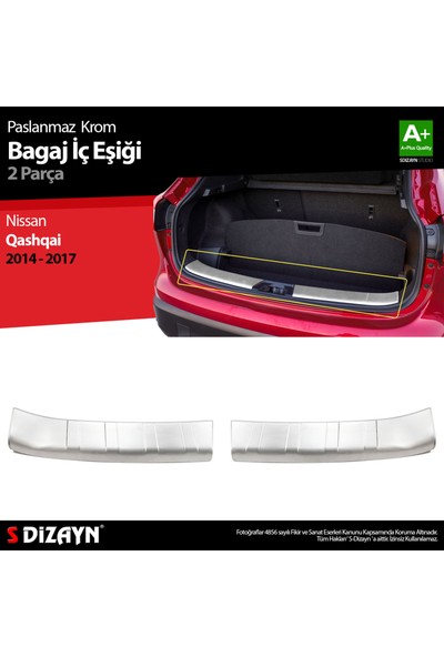 Aracım Oto Aksesuar S-Dizayn Nissan Qashqai 2 Krom Bagaj Iç Eşiği 2014-2017