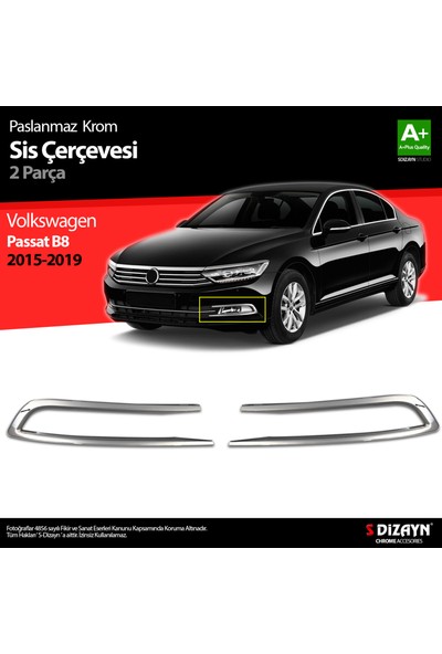 Aracım Oto Aksesuar S-Dizayn Vw Passat B8 Krom Sis Farı Çerçevesi 2 Parça 2015-2019