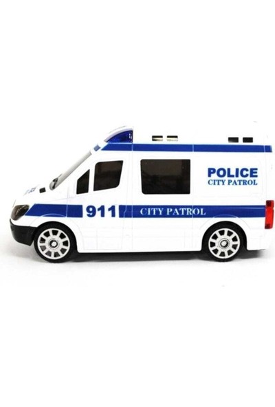 Ararat Oyuncak Beyaz 3D Ledli Pilli Işıklı Srenli Oyuncak Polis Arabası