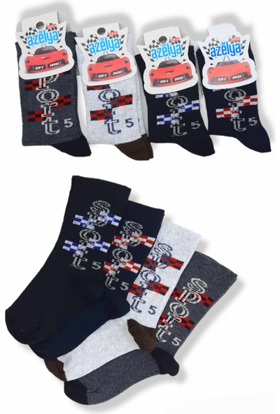 Black Arden Socks 4 Çift Renkli Sport Desen 3-4 Yaş Soket Çorap BT-072