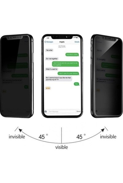 Glass Apple iPhone 12 Pro Max 9h Temperli Tam Kaplayan Privacy Hayalet Cam Siyah