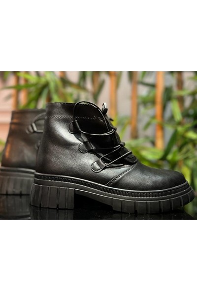 Aco Kadın Bot Kışlık Bot Tırtıklı Bot Yüksek Taban Bot Günlük Bot Kısa Bot Boots Siyah