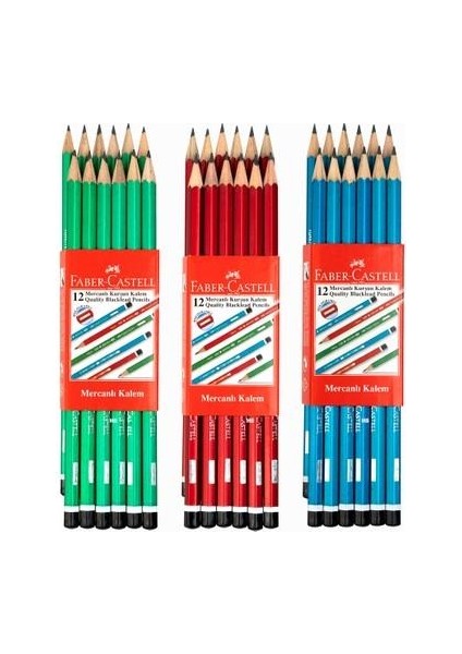 Faber Castell Köşeli Mercanlı Kurşun Kalem 12 Adet fiyatları