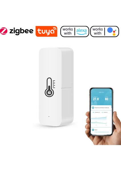 WL-TH02Z Tuya Zigbee Sıcaklık ve Nem Sensörü Akıllı Ev Iç Mekan Sıcaklık ve Nem Dedektörü Mobil App Gerçek Zamanlı Izleme Akıllı Bağlantı (Yurt Dışından)