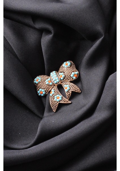 Broş Harf Simge Otantık Desenli Bronz Kristal Taşli