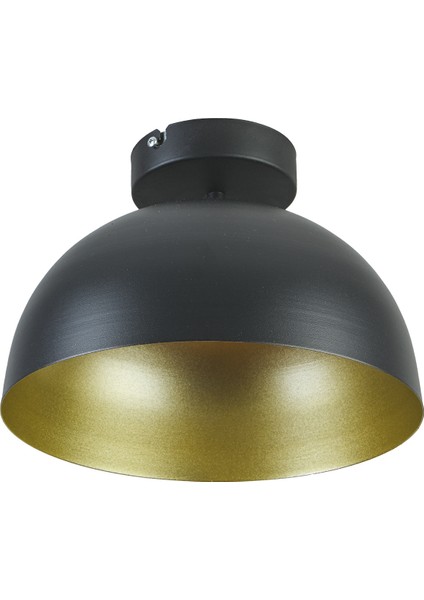 Neo Modern Tasarım Cafe Mutfak Metal Siyah Içi Gold Plafonyer Tekli Avize
