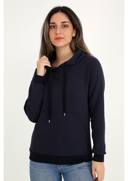 Kapüşonlu Lacivert Sweatshirt