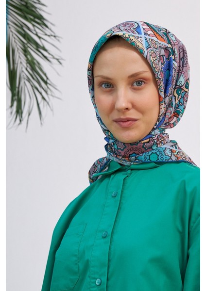 Yakamoz Indigo Pamuk Viskon Eşarp