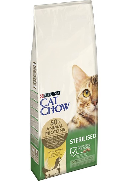 Cat Chow Sterilised Kuru Kedi Maması, Tavuklu, Kısırlaştırılmış, Yetişkin, 15 kg