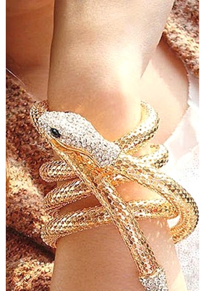 Taşlı Yılan Detaylı Uzun Kolye Gold modelleri