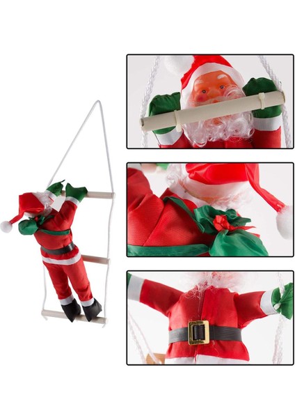 Yılbaşı Yeniyıl Süslemesi Merdivene Tırmanan Noel Baba 60CM Noel Süslemeleri Christmas Süslemeleri