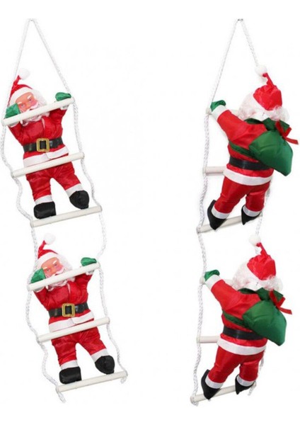 Yılbaşı Yeniyıl Süslemesi Merdivene Tırmanan Noel Baba 60CM Noel Süslemeleri Christmas Süslemeleri