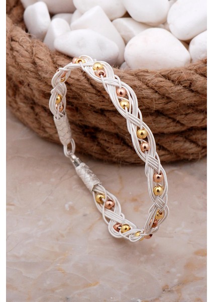 Kazaziye Elişi Renkli Toplu Gümüş Bileklik 4144