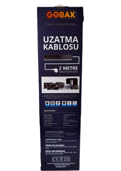 Akım Korumalı Akıllı Priz - Termal Akım Korumalı 3x Ledli Usb - 4x Priz 2 Metre Uzatmalı Çocuk Korumalı