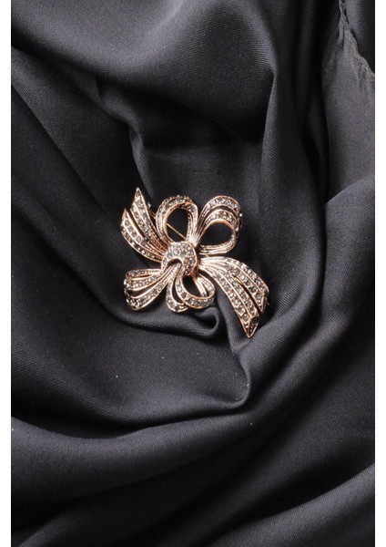 Broş Harf Simge Otantık Desenli Bronz Kristal Taşli