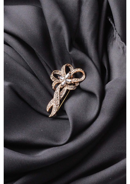 Broş Harf Simge Otantık Desenli Bronz Kristal Taşli