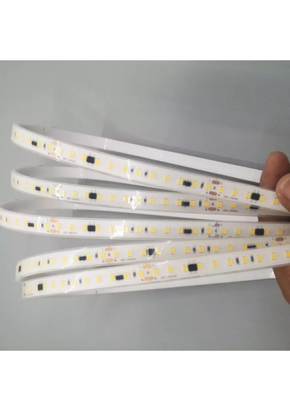 220 Volt Dim Edilebilir Şerit Led 10 Cm De Kesilebilir M/120 Led Amber (Sarı) 5M İP65