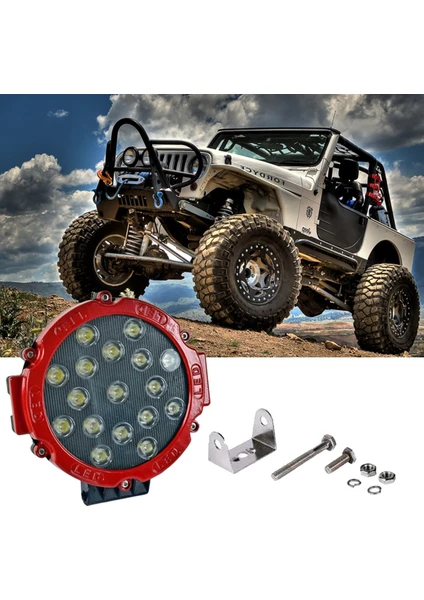 Hk off Road Çalısma Lambası Yuvarlak 17 LED 10-30V 17X17X4CM Kırmızı Çerçeve