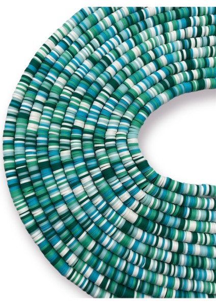 6mm Mavi-Yeşil Renk Tonlu Mix / Karışık Renkli Polimer Kil Fimo DIZISI,40CM Fimo Dizi