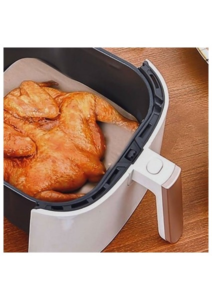 100 Adet Air Fryer Pişirme Kağıdı Tek Kullanımlık Yağ Su Geçirmez Yapışmaz Deliksiz Düz Kare Model