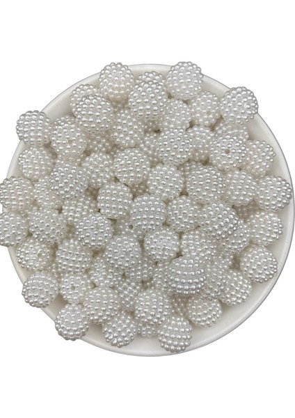 50 gr 14MM Beyaz Renk Parçalı Böğürtlen Inci Boncuk Takı Yapım Boncuğu (~52 Adet)