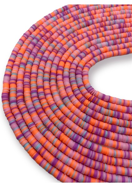 6mm Pembe-Turuncu- Mor Tonlu Mix / Karışık Renkli Polimer Kil Fimo DIZISI,40CM Fimo Dizi
