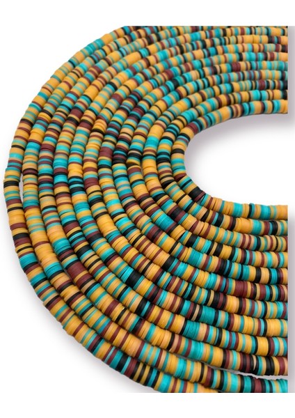 6mm Hardal-Turkuaz-Kahve Tonlu Mix / Karışık Renkli Polimer Kil Fimo DIZISI,40CM Fimo Dizi