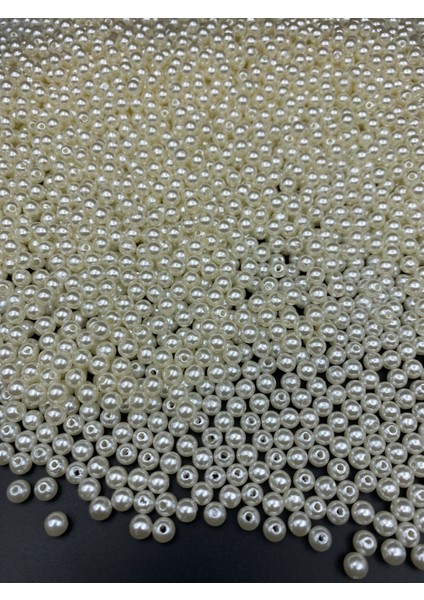 50GR 6mm Krem Renk Lüks / Lüx Kaplama Plastik Inci Boncuk , Takı Yapım Boncuğu (50GR,~490 Adet) fiyatları