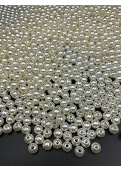 50GR 8mm Krem Renk Lüks / Lüx Kaplama Plastik Inci Boncuk , Takı Yapım Boncuğu (50GR,~200 Adet) fiyatları