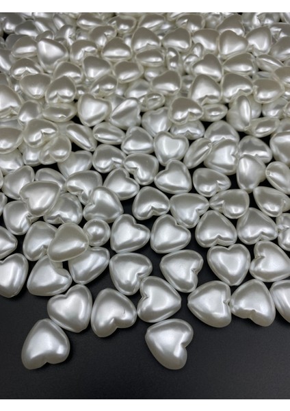 25GR Beyaz Renk 18MM Kalp Lüks Kaplama Plastik Inci Boncuk, Takı Yapım Boncuğu #6 (~20ADET) fiyatları
