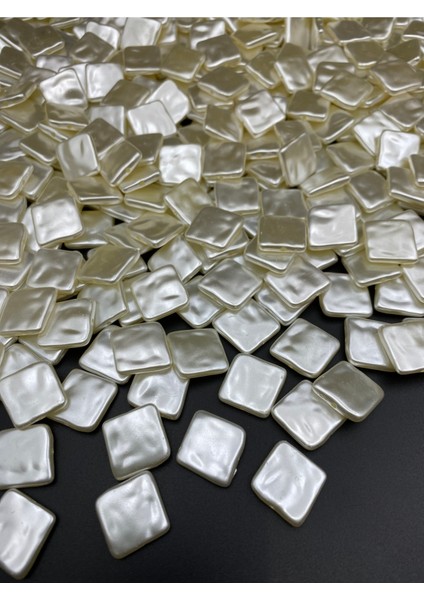 25GR Krem Renk Kare Lüks Kaplama Formsuz,şekilsiz Barok Yamuk Plastik Inci Boncuk #59 (~32ADET)