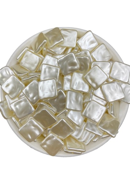 25GR Krem Renk Kare Lüks Kaplama Formsuz,şekilsiz Barok Yamuk Plastik Inci Boncuk #59 (~32ADET) fiyatları