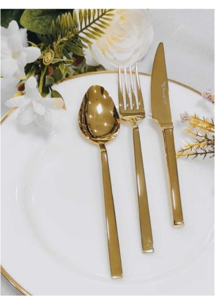 Stayle Gold Titanyum 60 Parça (Çay Kaşıksız) 12 Kişilik Çatal Kaşık Bıçak Seti