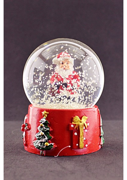 Yılbaşı Süsü Noel Baba Merry Christmas Tasarımlı 9 cm Orta Boy Işıklı Kar Küresi 1b