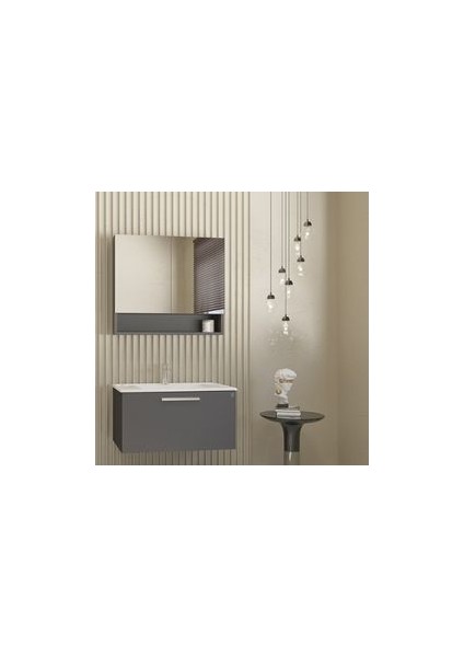 Vega 80 cm Antrasıt Banyo Dolap Takımı