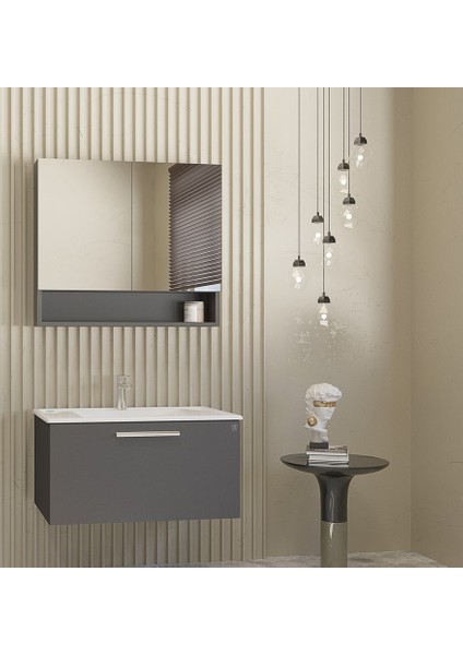 Vega 80 cm Antrasıt Banyo Dolap Takımı