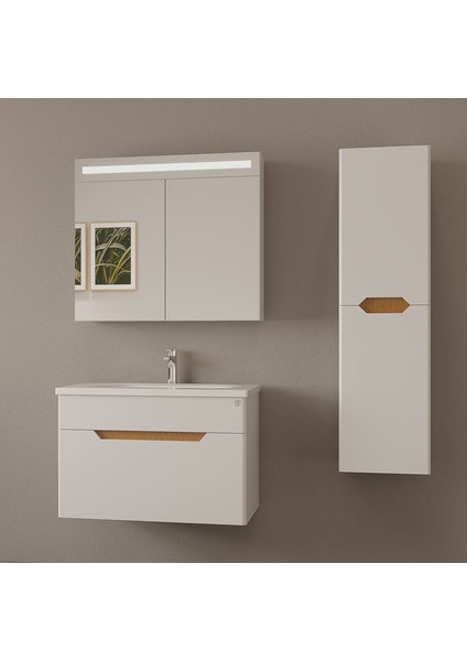 Palace 80 cm Beyaz Banyo Dolap Takımı(Lavabosuz)