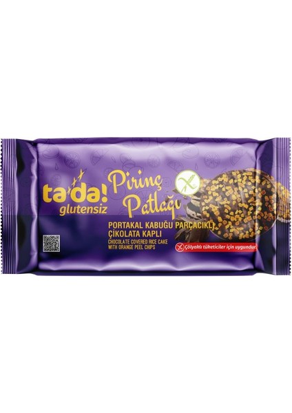 Glutensiz Çikolata Kaplı Portakal Kabuğu Parçacıklı Pirinç Patlağı 84 gr
