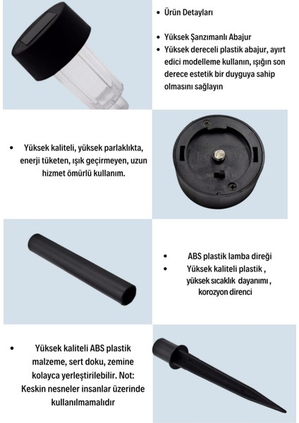 Solar Güneş Enerjili Bahçe Lambası Plastik Saplama 10'lu Set modelleri