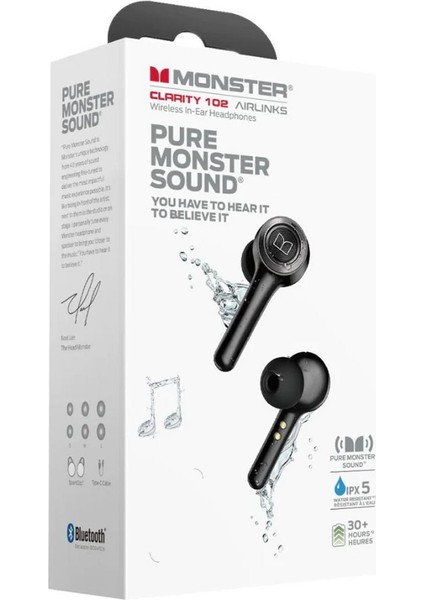 Audio Clarity 102 Airlinks Black | Kablosuz / Wireless / Bluetooth Kulak Içi / In-Ear Earbuds Kulaklık W/mic