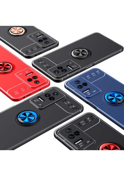 Xiaomi Poco F4 Kılıf Autofocus Shockprof Ravel Yüzüklü Standlı Slikon Kapak Siyah