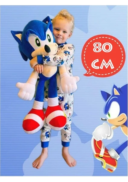 Xxl Orijinal Kumaş Sonic Boom Hedgehog Kirpi Sonic Peluş Oyuncak Uyku & Oyun Arkadaşı Dev Boy 80 Cm.