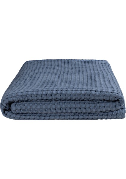 Mare %100 Pamuklu Mavi Waffle Pike Çift Kişilik 230x245 7500A