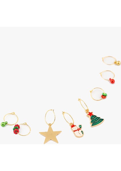 Yılbaşı Figür Uçlu Lisbon Saç Küpesi Seti 8'li Paket modelleri