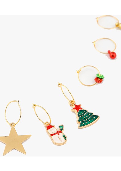 Yılbaşı Figür Uçlu Lisbon Saç Küpesi Seti 8'li Paket fırsatları