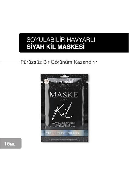 Soyulabilir Havyarlı Siyah Kil Yüz Maskesi Tüm Cilt Tipleri İçin 15 ml x 2 Adet