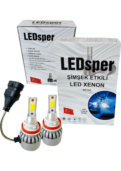 8000K Beyaz Ekt Ledsper LED Xenon Şimşek Etkili(Led Far Ampulü)